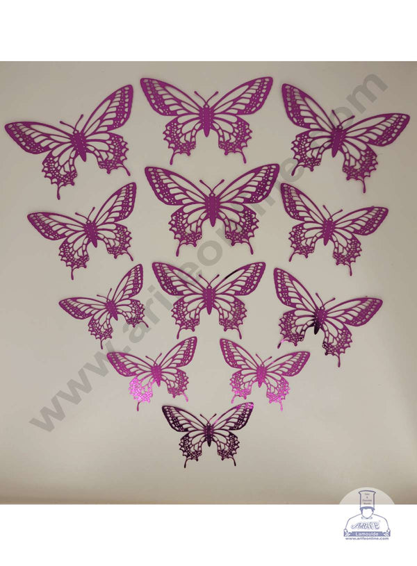 CAKE DECOR™ 12 Pcs Imported Pink Butterfly Paper Topper for Cake & Cupcake Decoration (SBMT-PT-IMP-004)