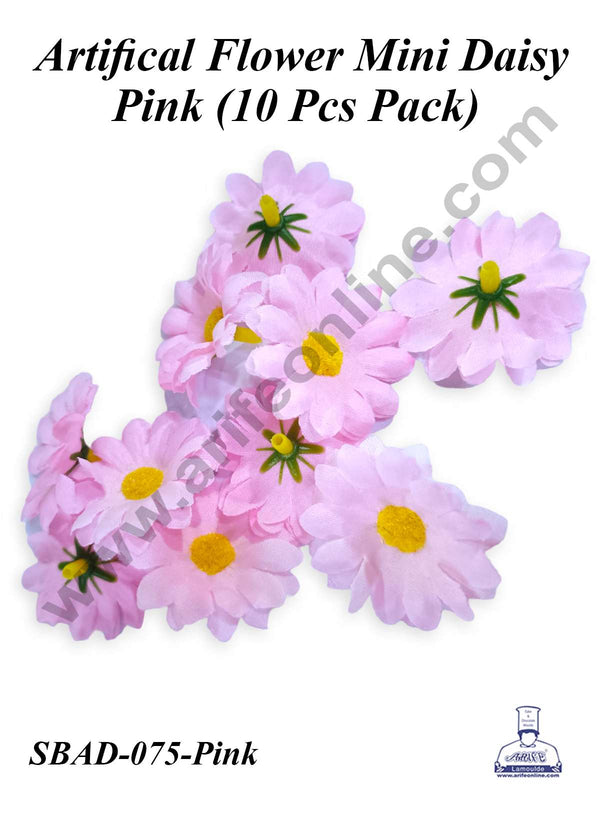 CAKE DECOR™ Pink Mini Daisy Artificial Flower For Cake Decoration ( 10 pcs pack )