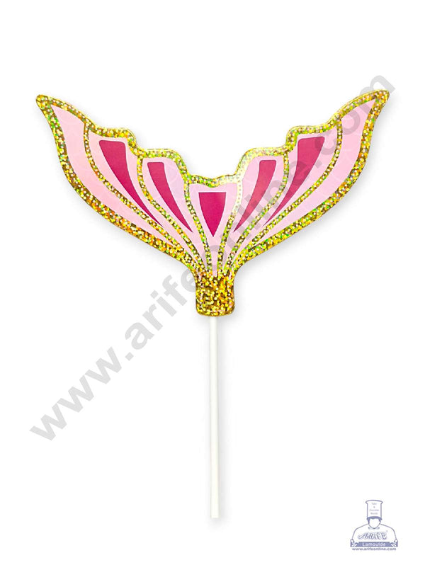 CAKE DECOR™ Pink Mermaid Tail with Sparkle Border Paper Cake Topper (SBPT-MT-Pink)