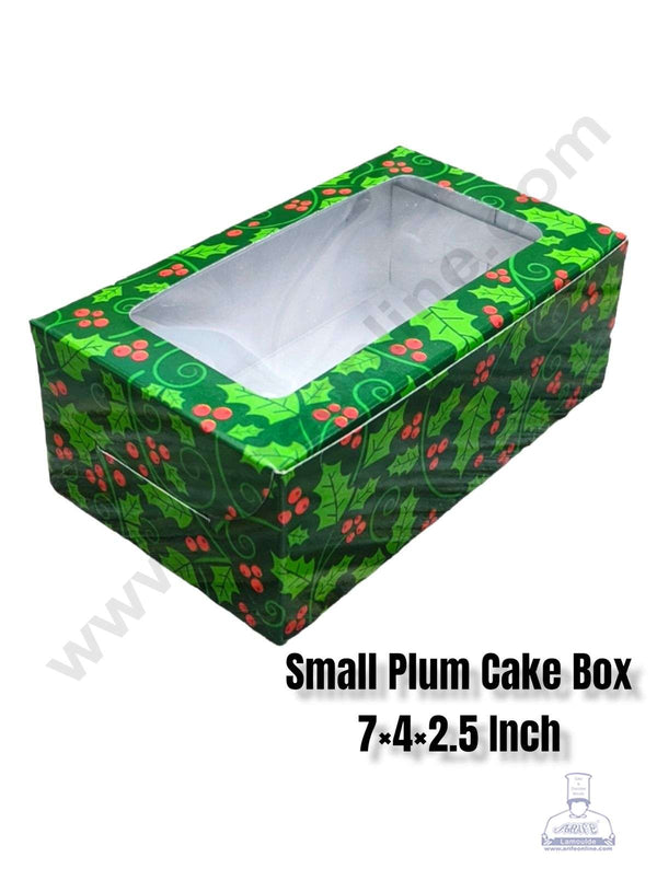 CAKE DECOR™ Christmas Theme 5 Plum Cake Box Clear Window, Plum Carriers - Small ( 10 Pcs Pack )