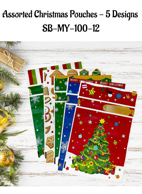 CAKE DECOR™ Assorted Christmas Pouches - 5 Designs| SB-MY-100-12| 10 Pieces Pack|