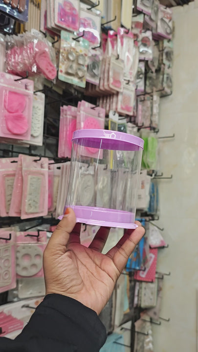 CAKE DECOR™ Mini Pinata Round Cake Box With Purple Base & Lid | Gift Box | Hamper Box | Pinata Box | Pull Me Up Cake Box | 1 Piece Box (SBBXT-093-Purple)