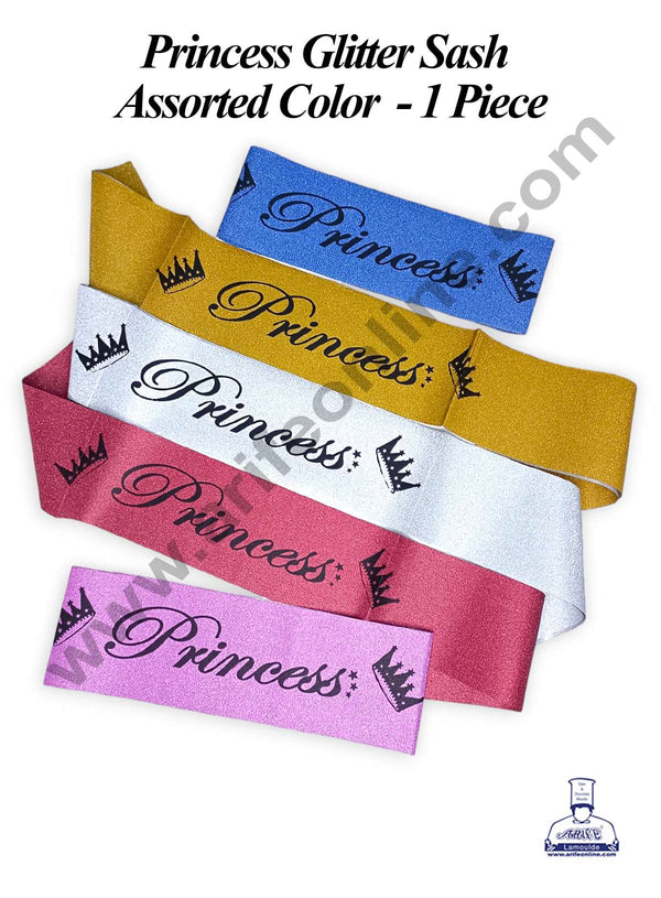 CAKE DECOR™ 1 Piece Princess Glitter Sash | Party Supplies - Assorted Color