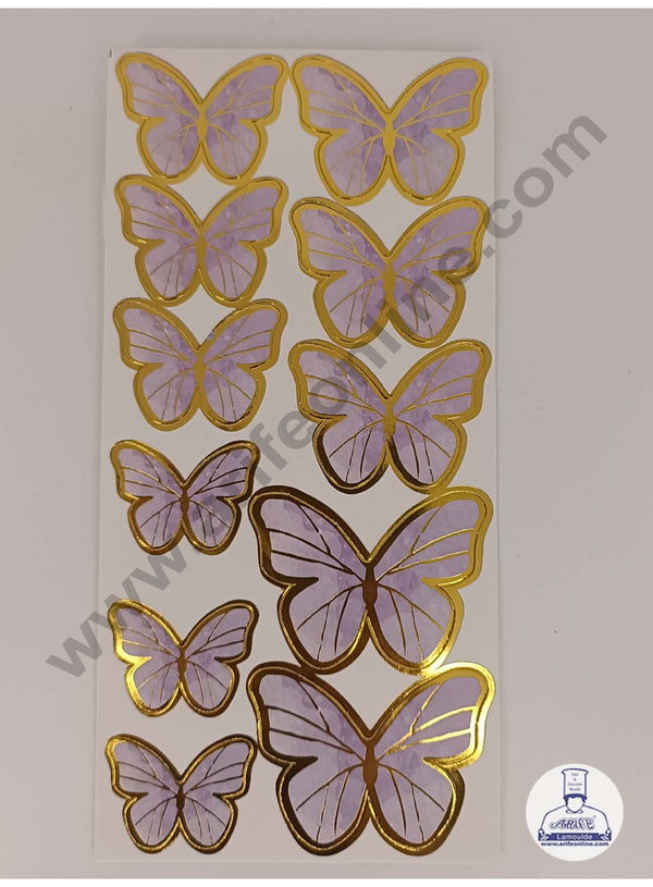 CAKE DECOR™ 11 pcs Purple Butterfly Paper Topper For Cake And Cupcake