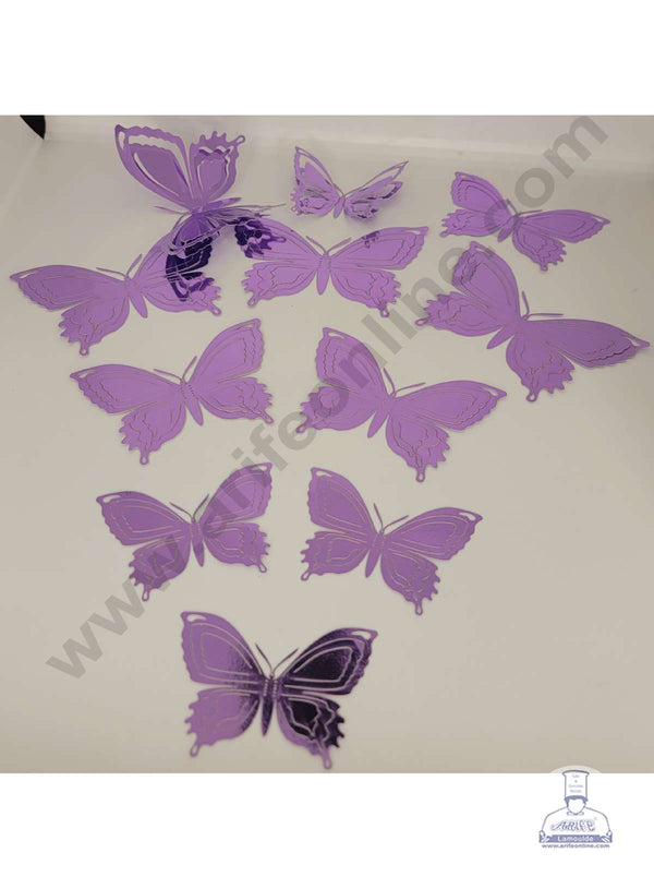 CAKE DECOR™ 11 Pcs Imported Purple Butterfly Paper Topper for Cake & Cupcake Decoration (SBMT-PT-IMP-005)