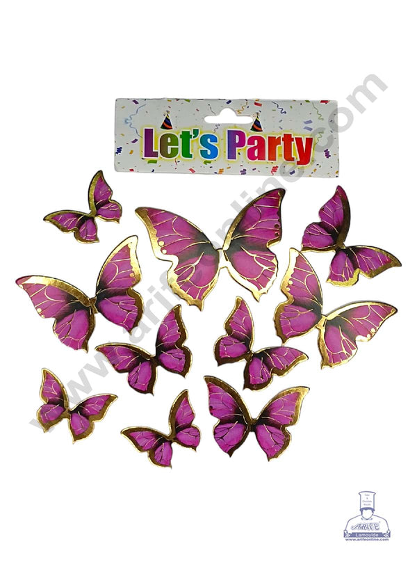CAKE DECOR™ 10 pcs Let's Party Purple Butterfly Paper Topper For Cake And Cupcake