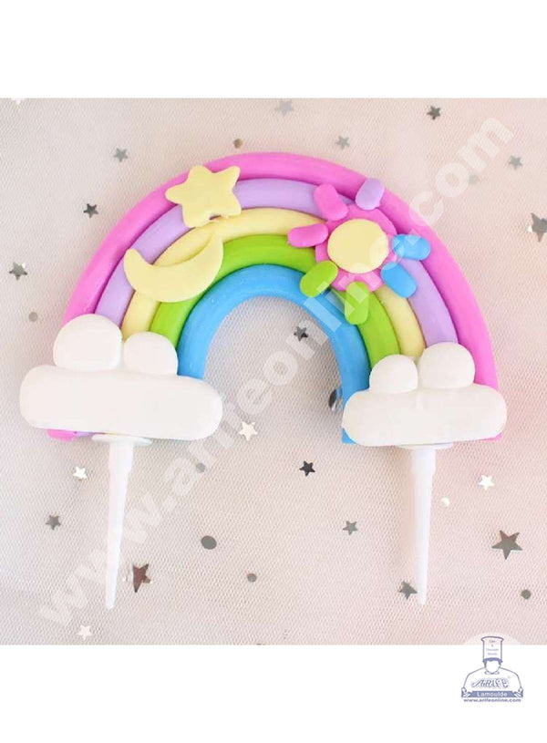CAKE DECOR™ 1 Pieces Rainbow with Clouds, Moon, Star & Sun Cake Toppers (SBRainbow-011)