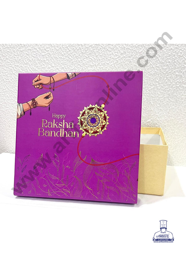 Happy Raksha Bandhan Hamper Top Bottom Box  | Gift Box | Purple & Yellow - (1 Pc)