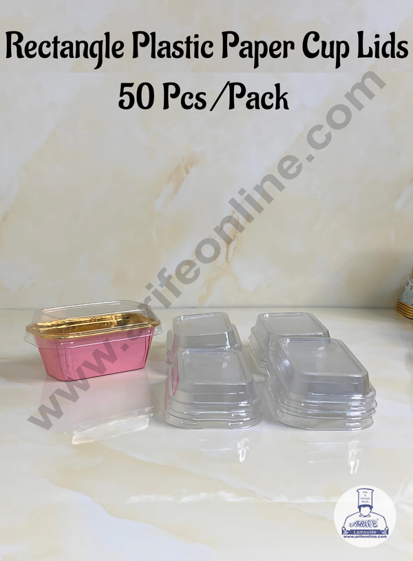 CAKE DECOR™ Rectangle Plastic Cupcake Lids - 50 pcs pack (Small)