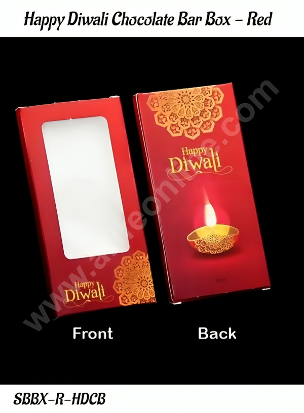 CAKE DECOR™ Red Happy Diwali Chocolate Bar Box - (Pack of 10 Pc)