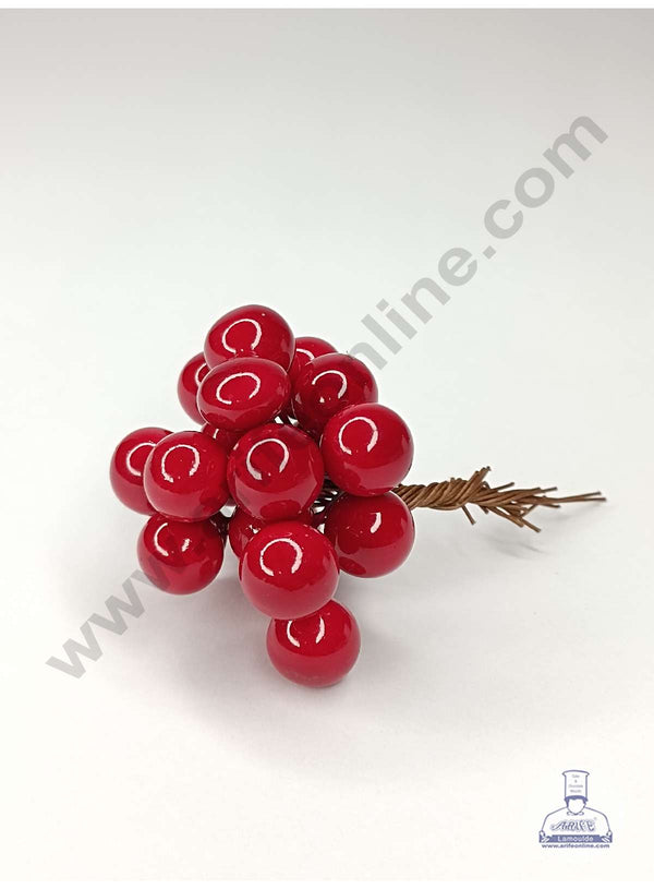 CAKE DECOR™ Red Pearl Faux Ball Toppers For Cake and Cupcake Decoration - (20pcs Pack)