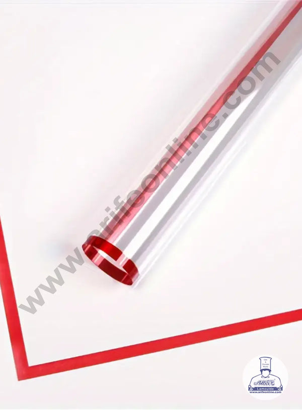 Red Edge Transparent Korean Wrapping Sheet | Premium Flower Wrapper  - CAKE DECOR™