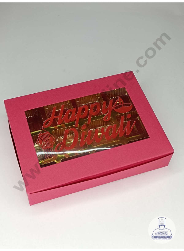 CAKE DECOR™ 12 Cavity Red Chocolate Box with Happy Diwali Print on Clear Window & Cavity ( 10 Piece Pack ) - Red