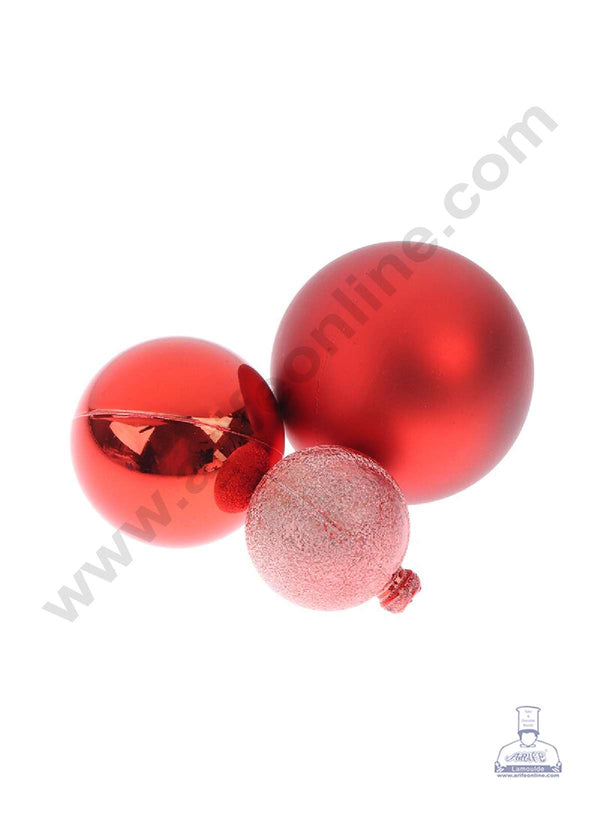 CAKE DECOR™ 3 Piece Red Faux Ball Toppers For Cake and Cupcake Decoration - (3pcs Pack)