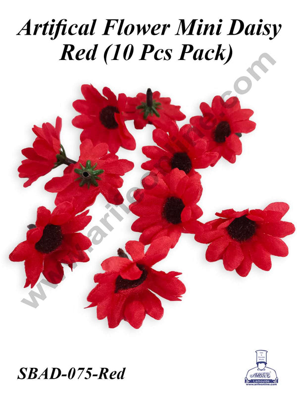 CAKE DECOR™ Red Mini Daisy Artificial Flower For Cake Decoration ( 10 pcs pack )
