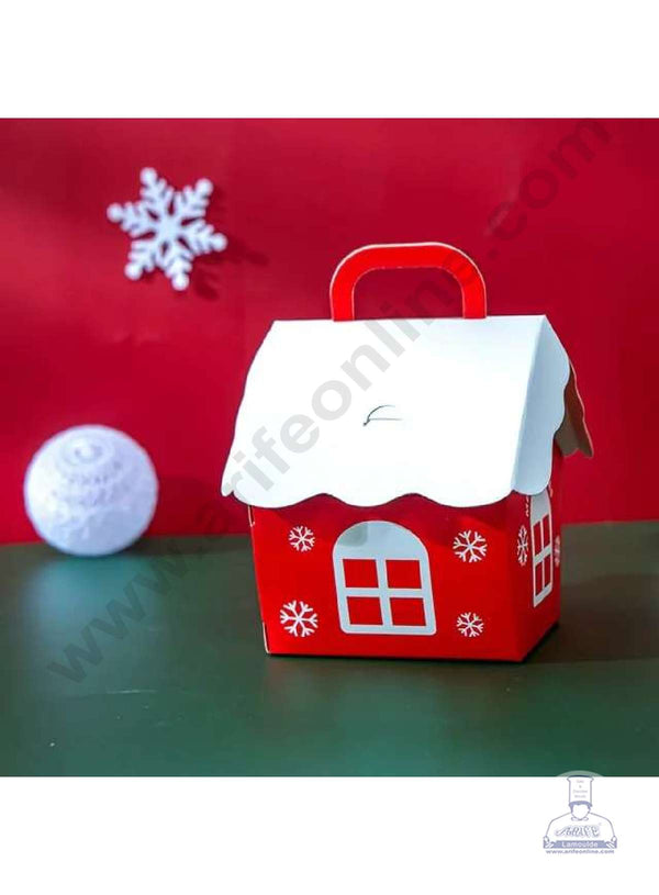 CAKE DECOR™ Cute House Shape Box Gift Box | Candy Box | Cookies Box | Sweet Treats Box - Red (10 Pcs Pack)