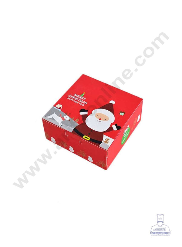 CAKE DECOR™ Merry Christmas Santa Claus Print Box Gift Box | Candy Box | Cookies Box | Sweet Treats Box - Red (10 Pcs Pack)