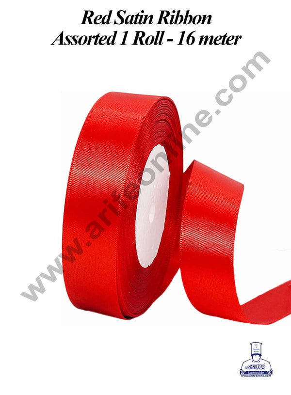 CAKE DECOR™ 1 Roll Red Satin Ribbon | Gift Wrapping | Decoration (SBR-SR-01)