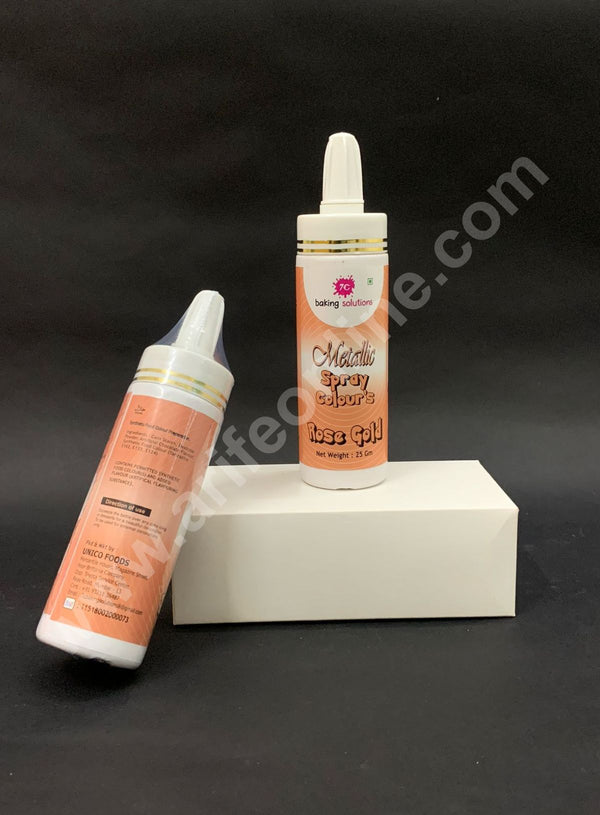 7C Edible Puff Colour Food Colour Powder Spray for Cakes Decoration - Rose Gold ( 25 gm )