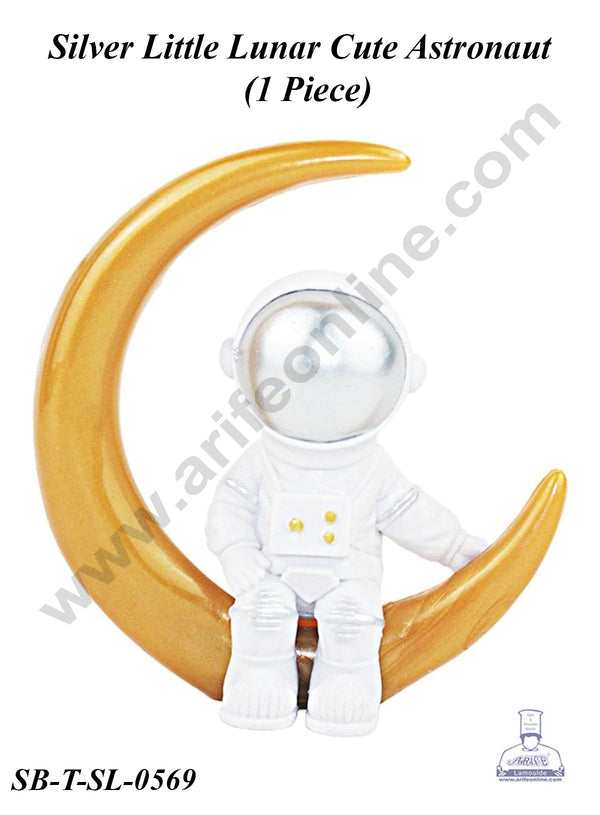 CAKE DECOR™ 1 Piece Silver Little Lunar Cute Astronaut Toy for Cake Toppers(SB-T-SL-0569)