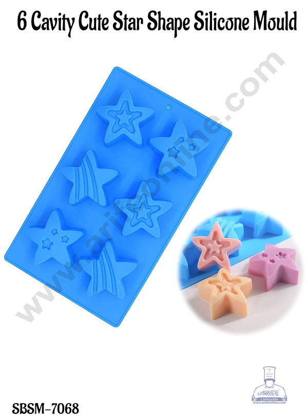 CAKE DECOR™ 6 Cavity Cute Star Shape Silicone Chocolate Mould ( SBSM-7068)