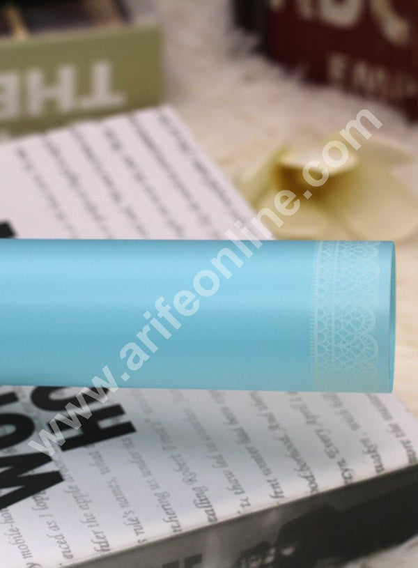 Minimal White Laced Korean Wrapping Sheet | Premium Flower Wrapper (Light Blue)- CAKE DECOR™