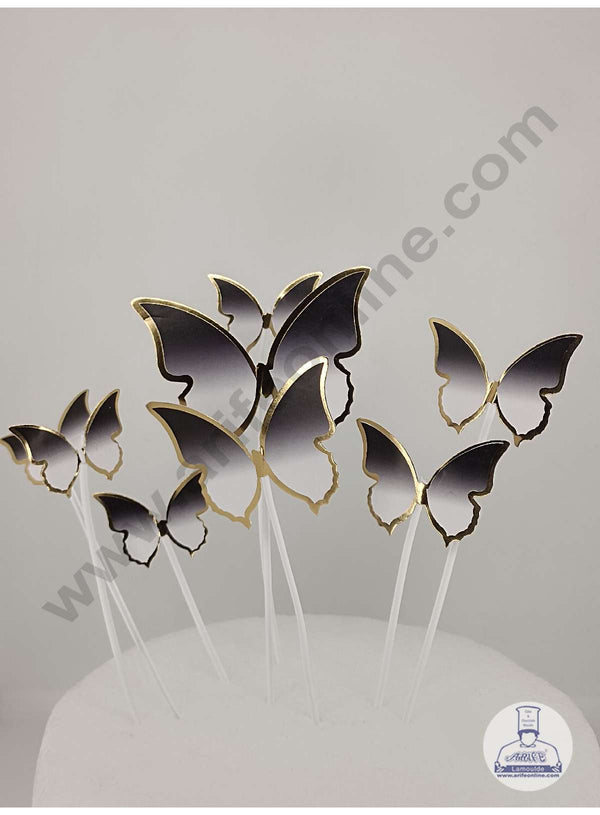CAKE DECOR™ 9 Pcs Imported Black White Cloudy Theme Butterfly Paper Topper for Cake & Cupcake Decoration (SBMT-PT-IMP-014)