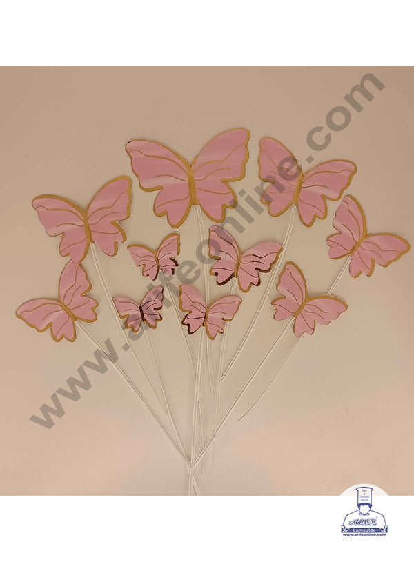 CAKE DECOR™ 10 Pcs Imported Light Pink Butterfly Paper Topper for Cake & Cupcake Decoration (SBMT-PT-IMP-012)