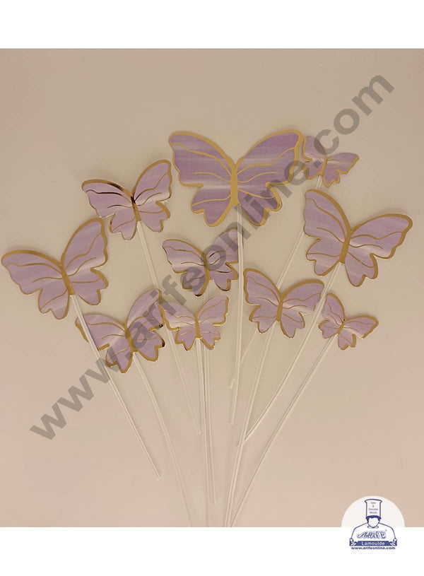 CAKE DECOR™ 10 Pcs Imported Purple Butterfly Paper Topper for Cake & Cupcake Decoration (SBMT-PT-IMP-013)