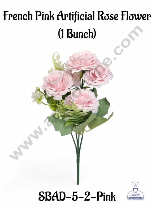 Pink French Rose Artificial Flower bunch For Cake Decoration – ( 1 Bunch ) Cake Decor™