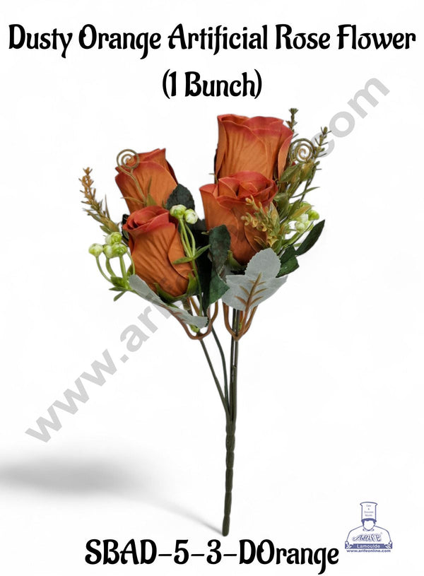 Dusty Orange Rose Artificial Flower bunch For Cake Decoration – ( 1 Bunch ) Cake Decor™