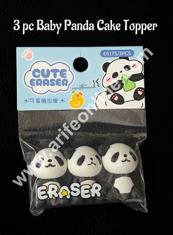 Mini Cute Baby Panda Rubber Topper | Zoo Animals Rubber Cake Toppers – Cute Animal Themed Decoration & Erasers - (3 pc set ) CAKE DECOR™