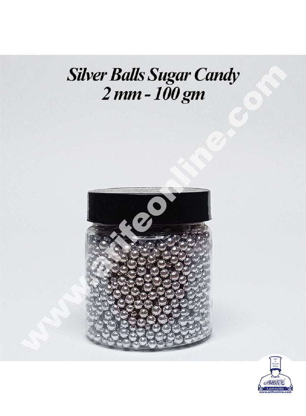 CAKE DECOR™ Balls Sugar Candy Silver - 2 - 100 gms