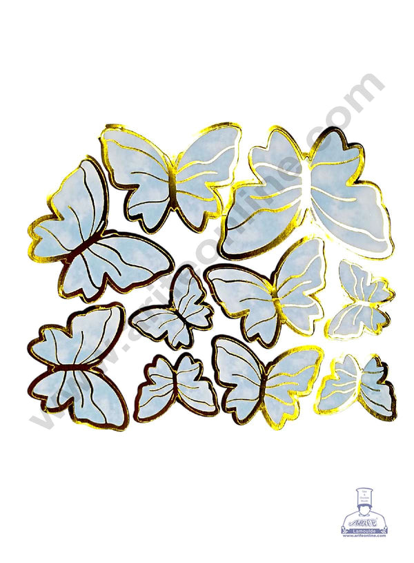 CAKE DECOR™ 10 pcs Sky Blue Butterfly Paper Topper For Cake And Cupcake