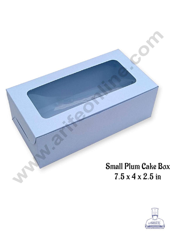 CAKE DECOR™ Light Blue Plum Cake Box Clear Window, Plum Carriers - Small ( 10 Pcs Pack )