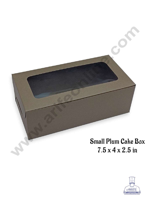 CAKE DECOR™ Dark Woody Brown Plum Cake Box Clear Window, Plum Carriers - Small ( 10 Pcs Pack )