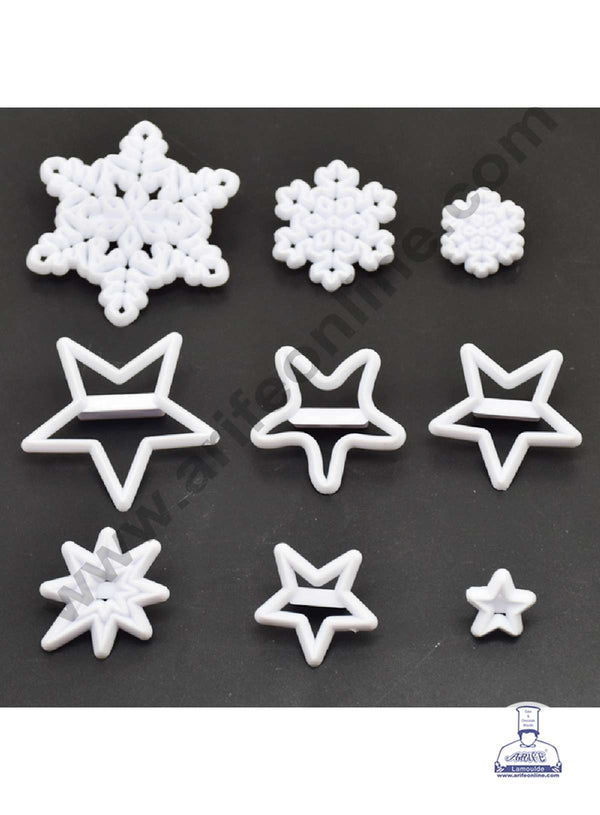 CAKE DECOR™ 9 Pcs Star & Snowflake Cookie Cutter Love Heart Plastic Fondant Cutter Gumpaste Cutter