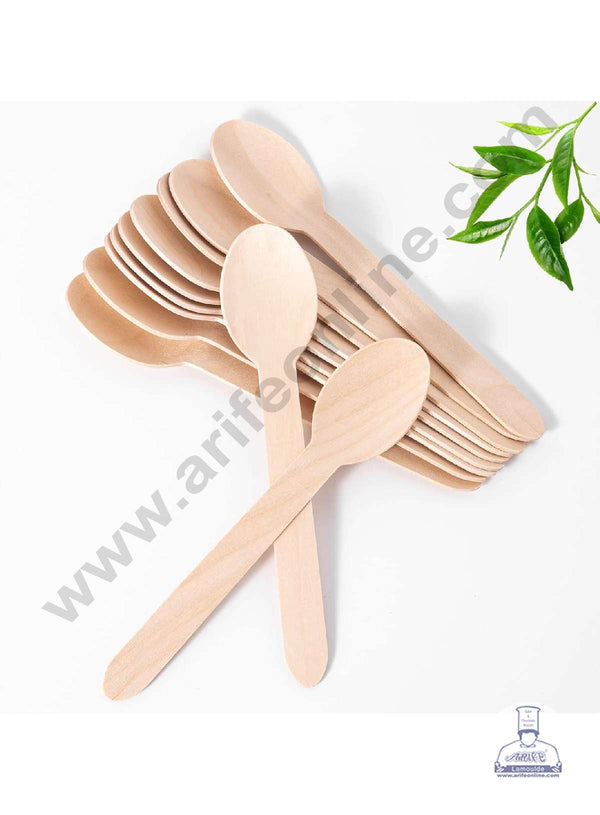 CAKE DECOR™ Natural Wooden Spoon For Parties, Weddings, Camping (100 pcs)