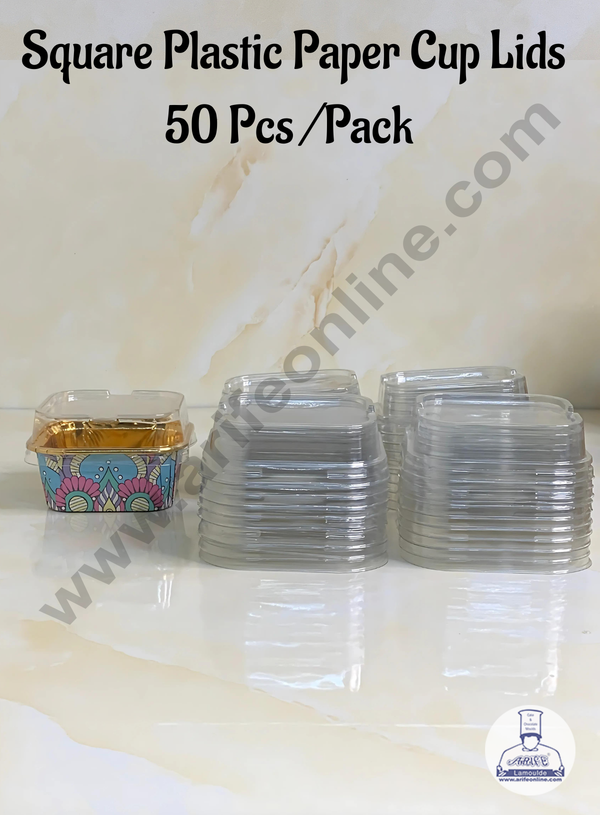 CAKE DECOR™ Square Plastic Cupcake Lids - 50 pcs pack