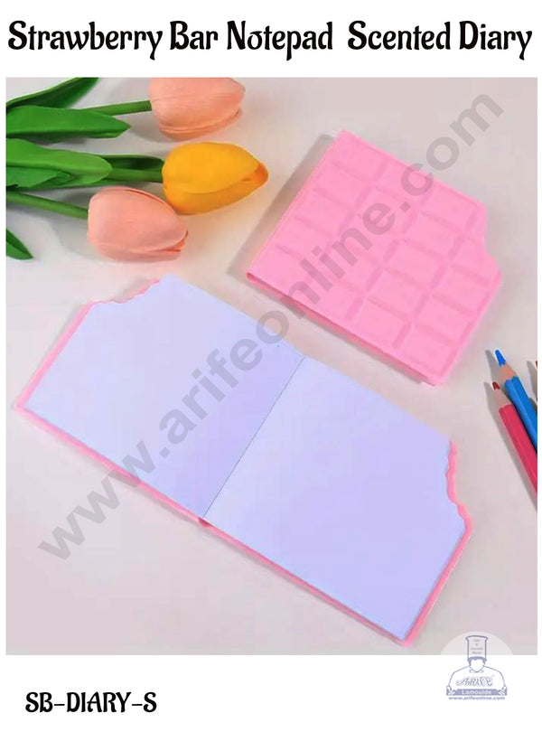 CAKE DECOR™ Silicone Strawberry Bar Notepad Scented Diary |Memo Pad | Creative and Portable Bar Teacher Notepad - 1 Piece