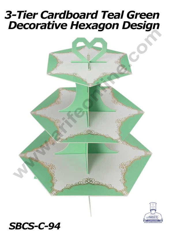 Cake Decor™ 3-Tier Cardboard Hexagon Design Cupcake Stand-Heavy