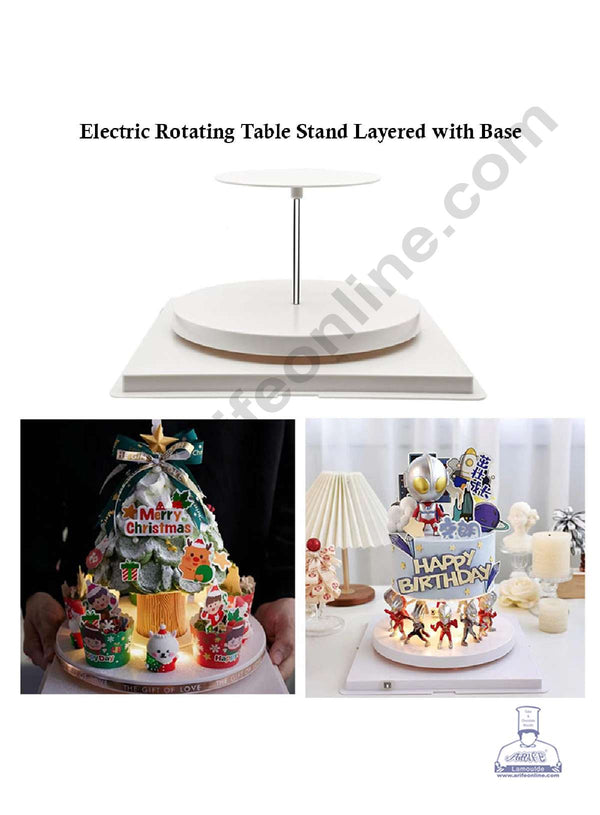 CAKE DECOR™ 360 Electric Rotating Table Stand Layered with Base