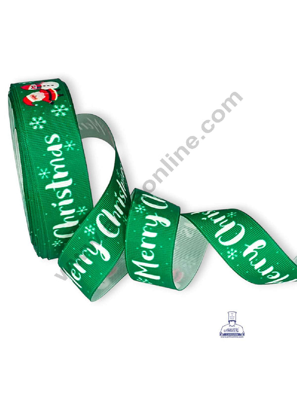 CAKE DECOR™ 1 Roll Christmas Theme Ribbons | Gift Wrapping | Festive Decoration - Theme 02 Green