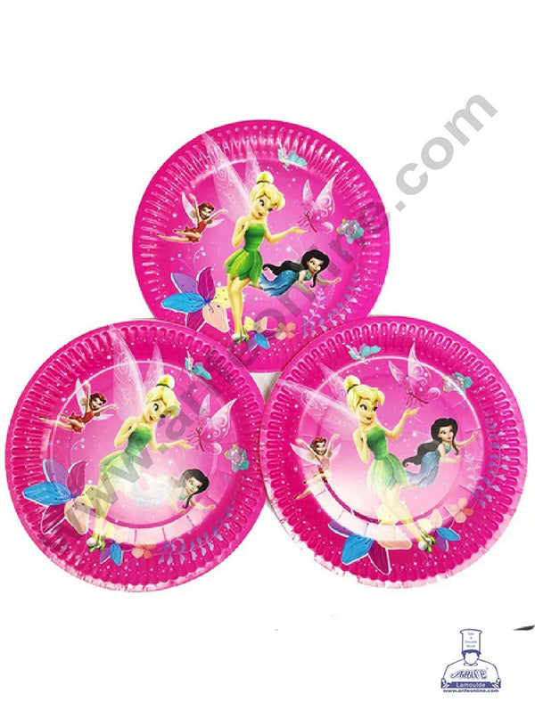 CAKE DECOR™ 9 inch Tinker Bell Theme Paper Plates | Disposable Plates | Birthday | Party | Occasions | Round Plates - Pack of 10