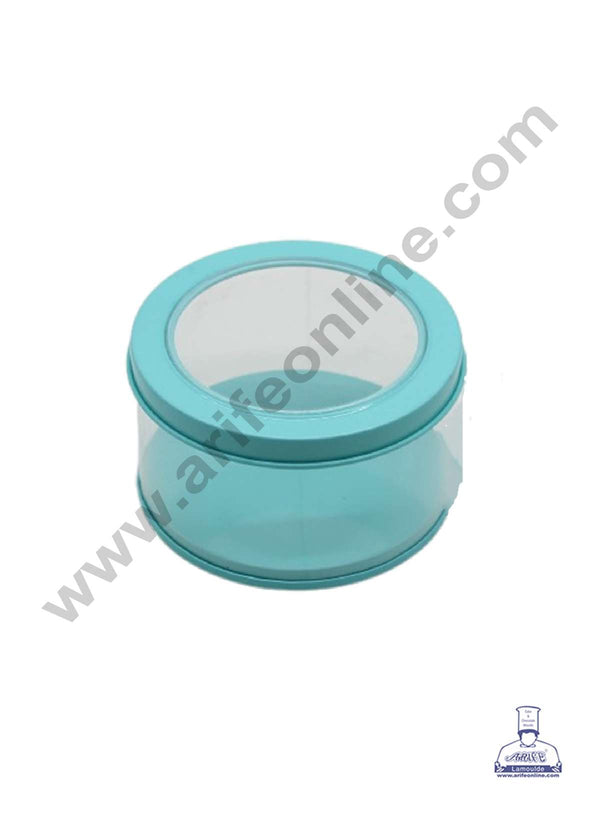 CAKE DECOR™ Turquoise Blue Round Decorative Acrylic Box | Dream Tin | Gift Box | Chocolate Box | Jewellery Box | Small