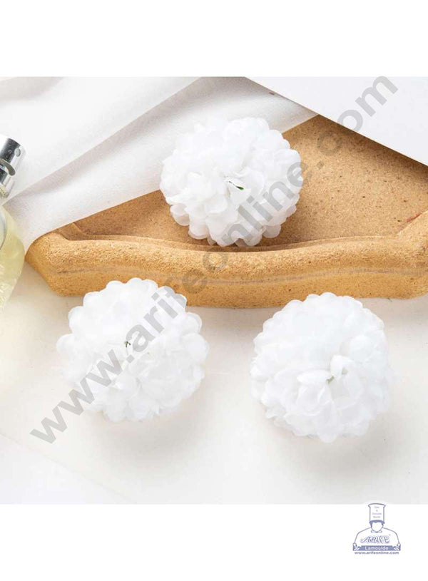 CAKE DECOR™ Small Marigold Artificial Flower For Cake Decoration – White( 10 pcs Pack )