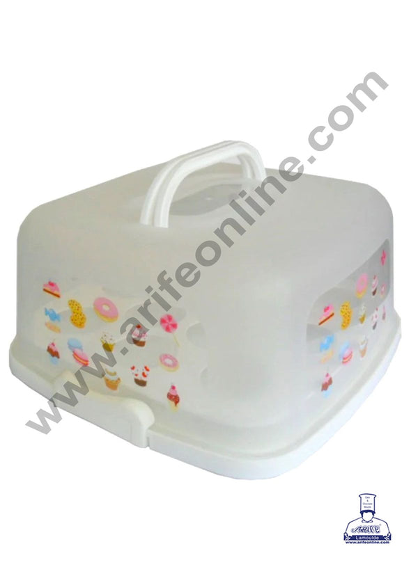 CAKE DECOR™ 2 in 1 Square Cupcake Carrier and Cake Keeper with Lid | Cupcake Box to Fit 12 Cupcake - White