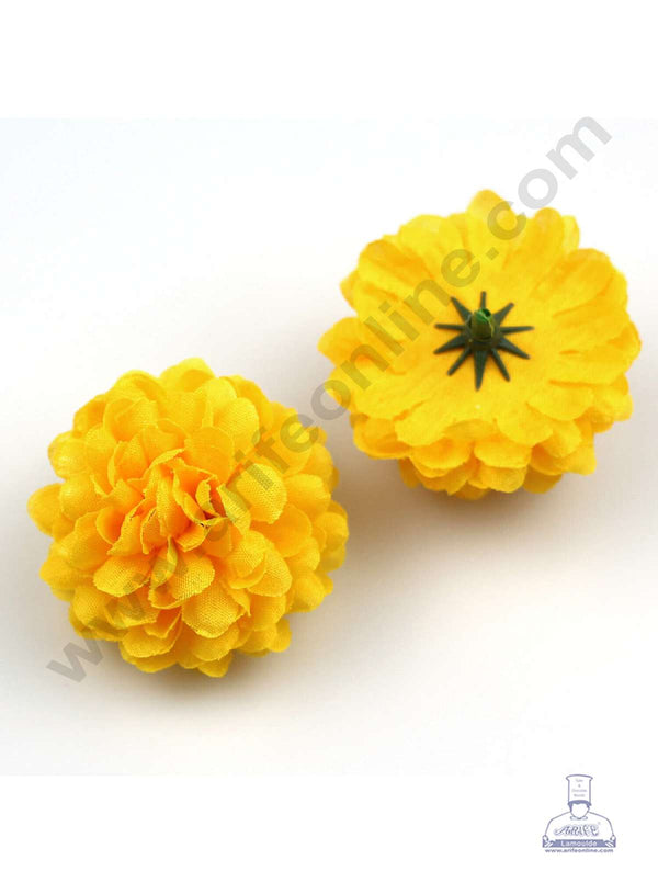 CAKE DECOR™ Small Marigold Artificial Flower For Cake Decoration – Yellow( 10 pcs Pack )