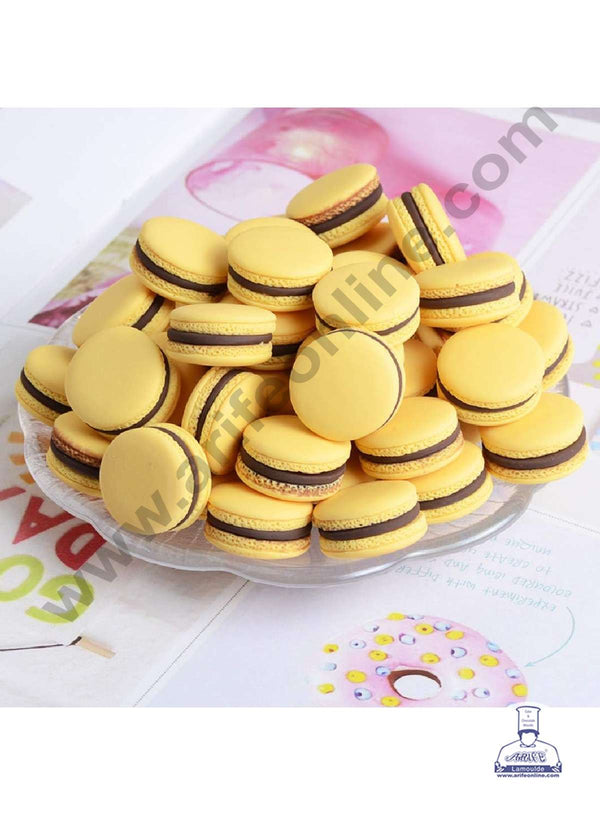 CAKE DECOR™ Mini Macaroons Resin Charms For Cake & Cupcake Decoration Toppers - Yellow ( 10 Pcs Pack )