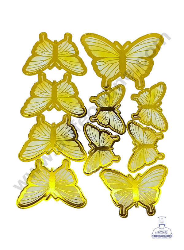 CAKE DECOR™ 10 pcs Light Yellow Butterfly Paper Topper For Cake And Cupcake ( SBMT-PT-1001-LYellow )